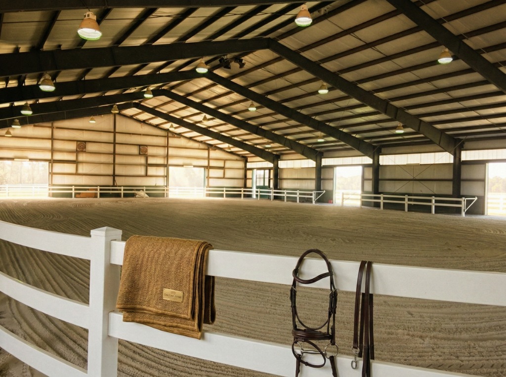 Championship Indoor Arena with Groomed Footing and Tack at Queenslake